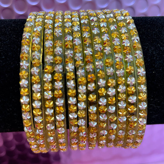 Silver/Gold Glass Bangles- Size 2.4