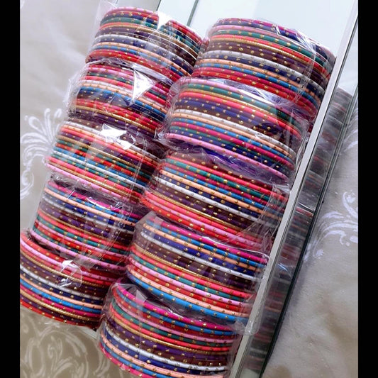 Multicoloured Metal Bangles- Combo of 10 sets