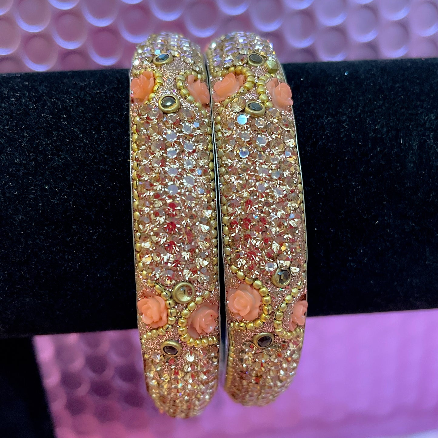 Peach & Gold Metal Karas- Size 2.8