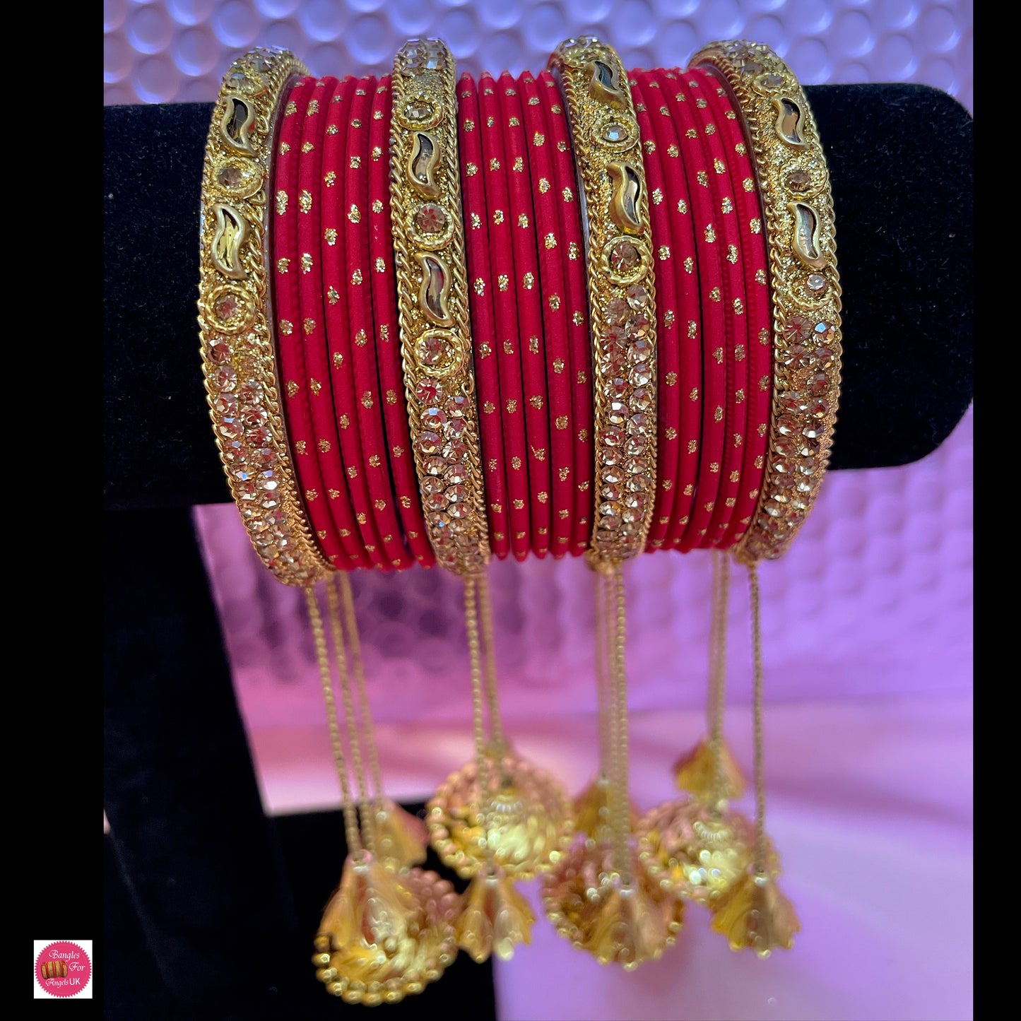 Red Hanging Metal Bangle Set