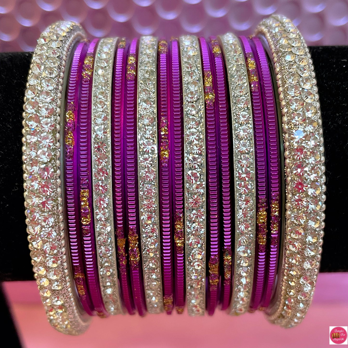 Silver/Purple Bangle Set