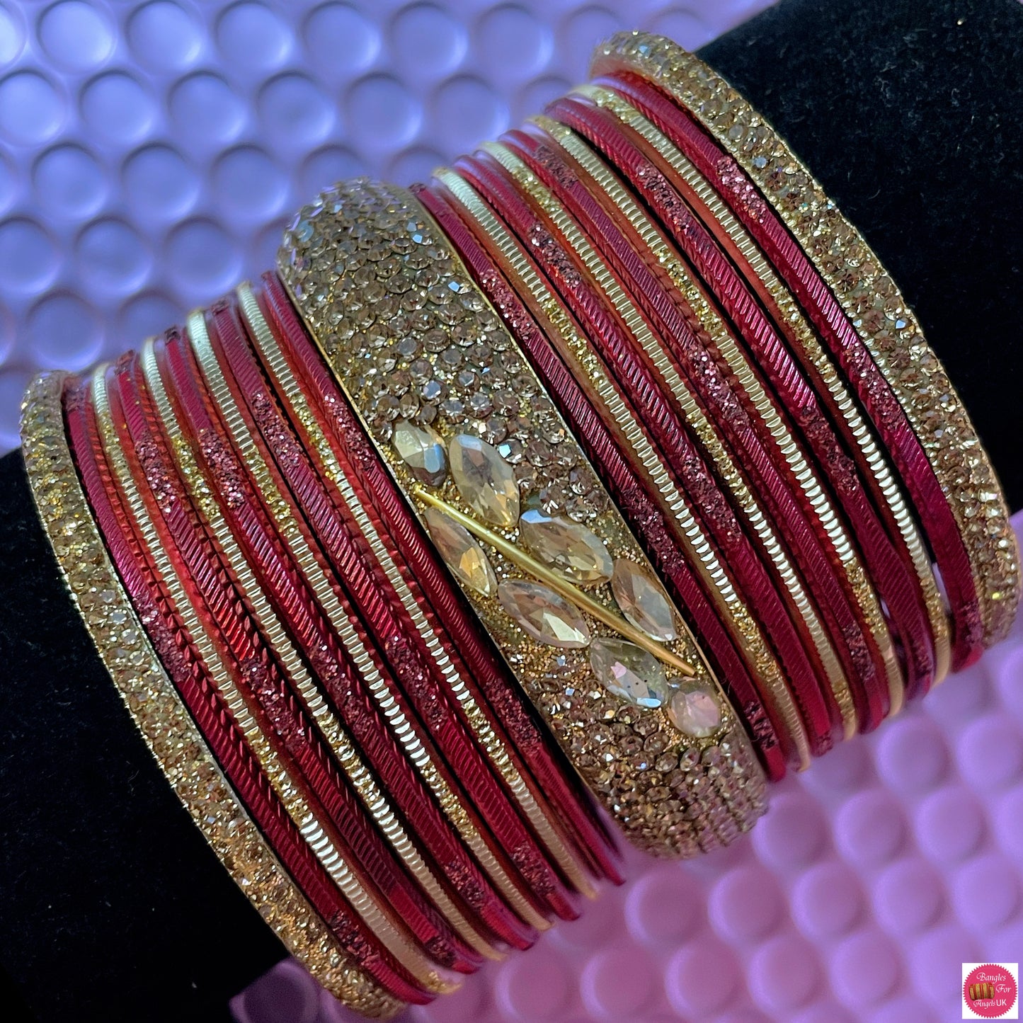 Mahroon & Gold Brass Bangles Set