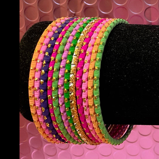 Multicoloured Metal Bangles Set