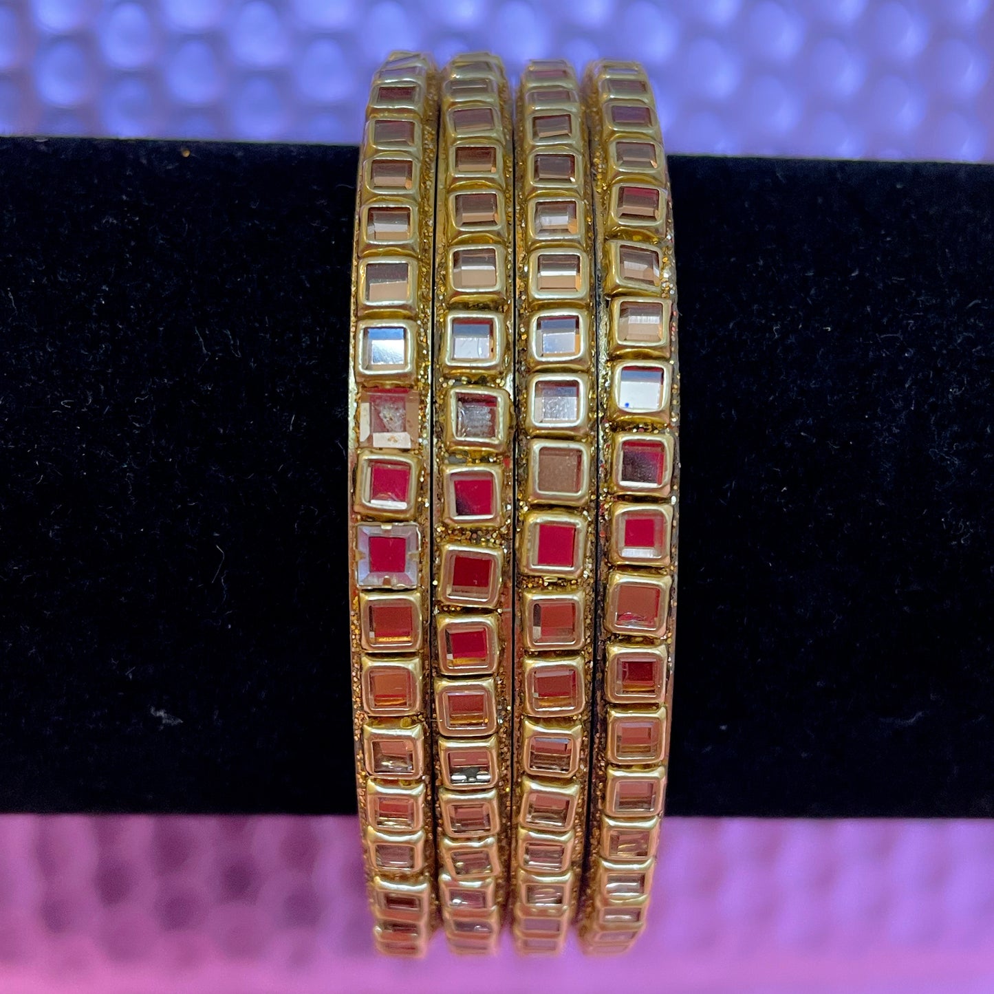 Acrylic Kundan Bangles- Gold