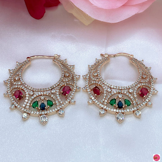 American Diamond Multicoloured Chandbaalis/Hoops