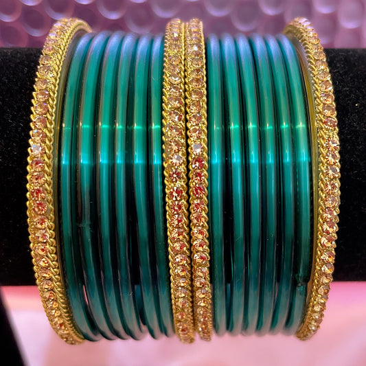 Pure Glass Bangle Set- Turquoise