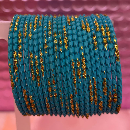 Light Blue Metal Bangle Set- Size 1.12/1.14