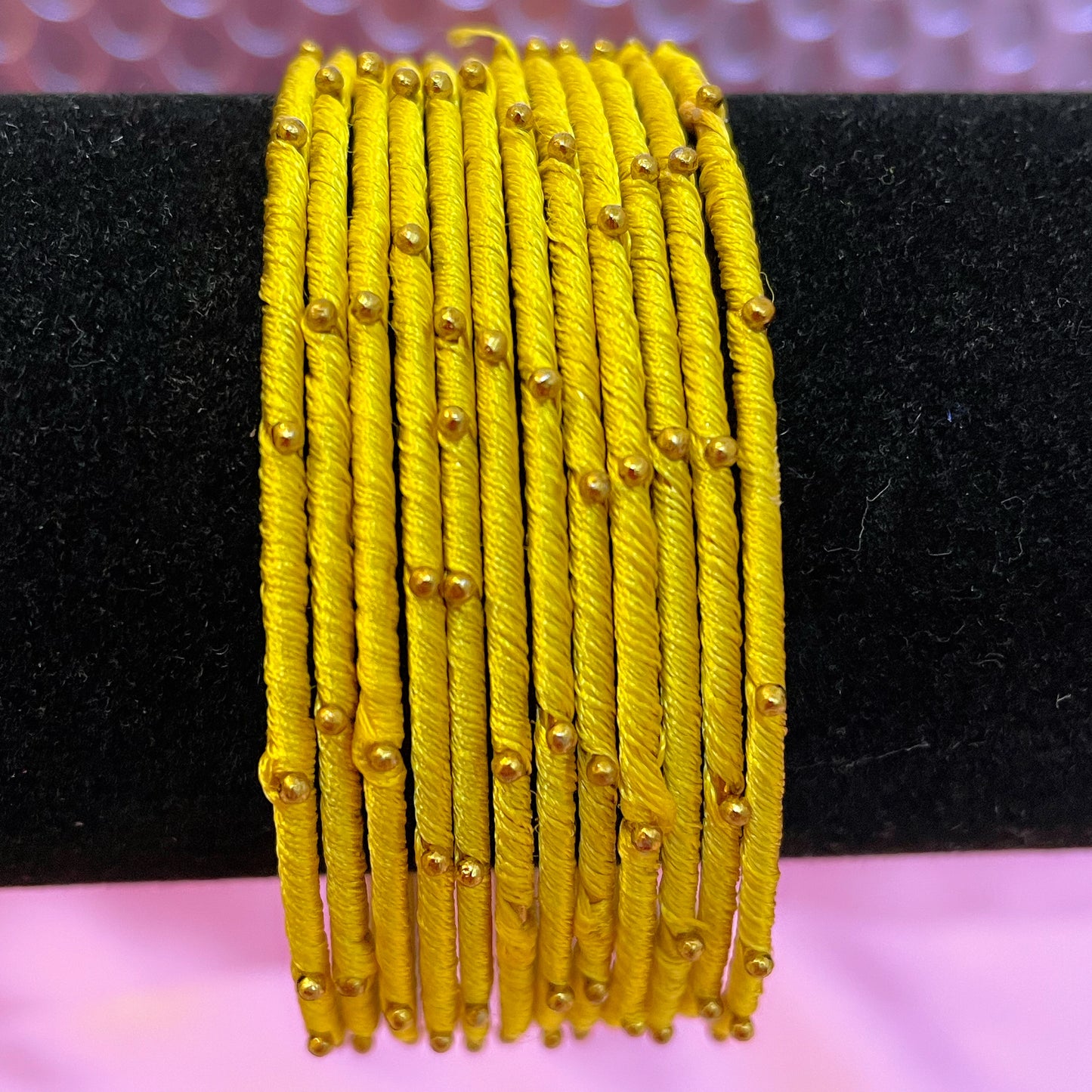 Silk Thread Yellow Metal Bangles