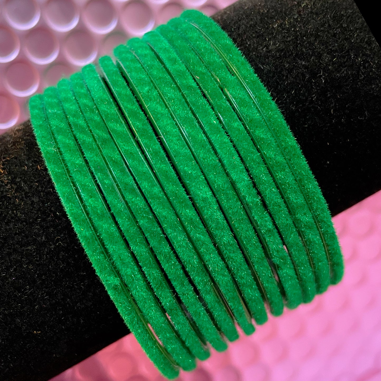 Green Velvet Glass Bangles