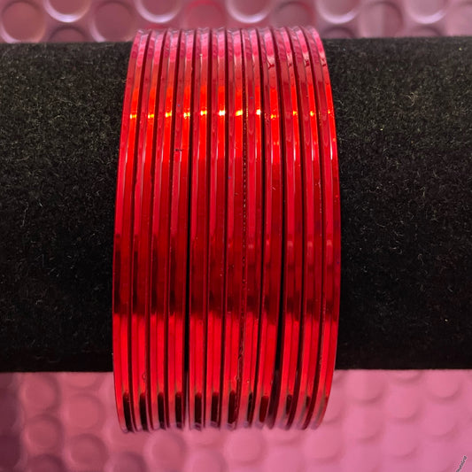 Plain Red Glossy Metal Bangles