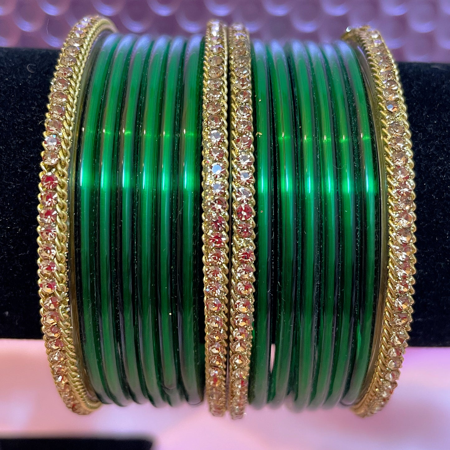 Pure Glass Bangle Set- Green