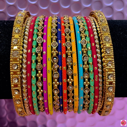 Multicoloured Metal Bangles Set