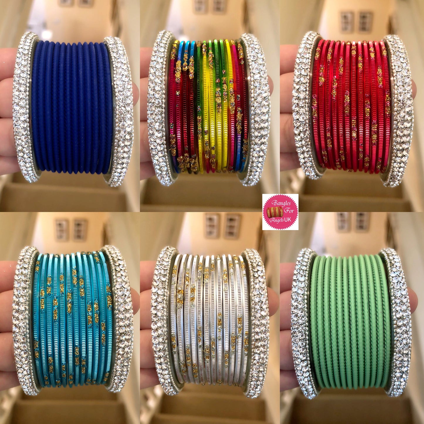 Silver Bangles Sets- Various Colours