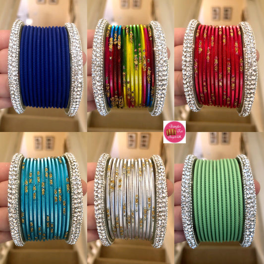 Silver Bangles Sets- Various Colours