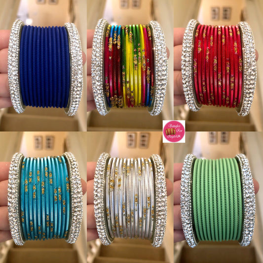 Silver Bangles Sets- Various Colours