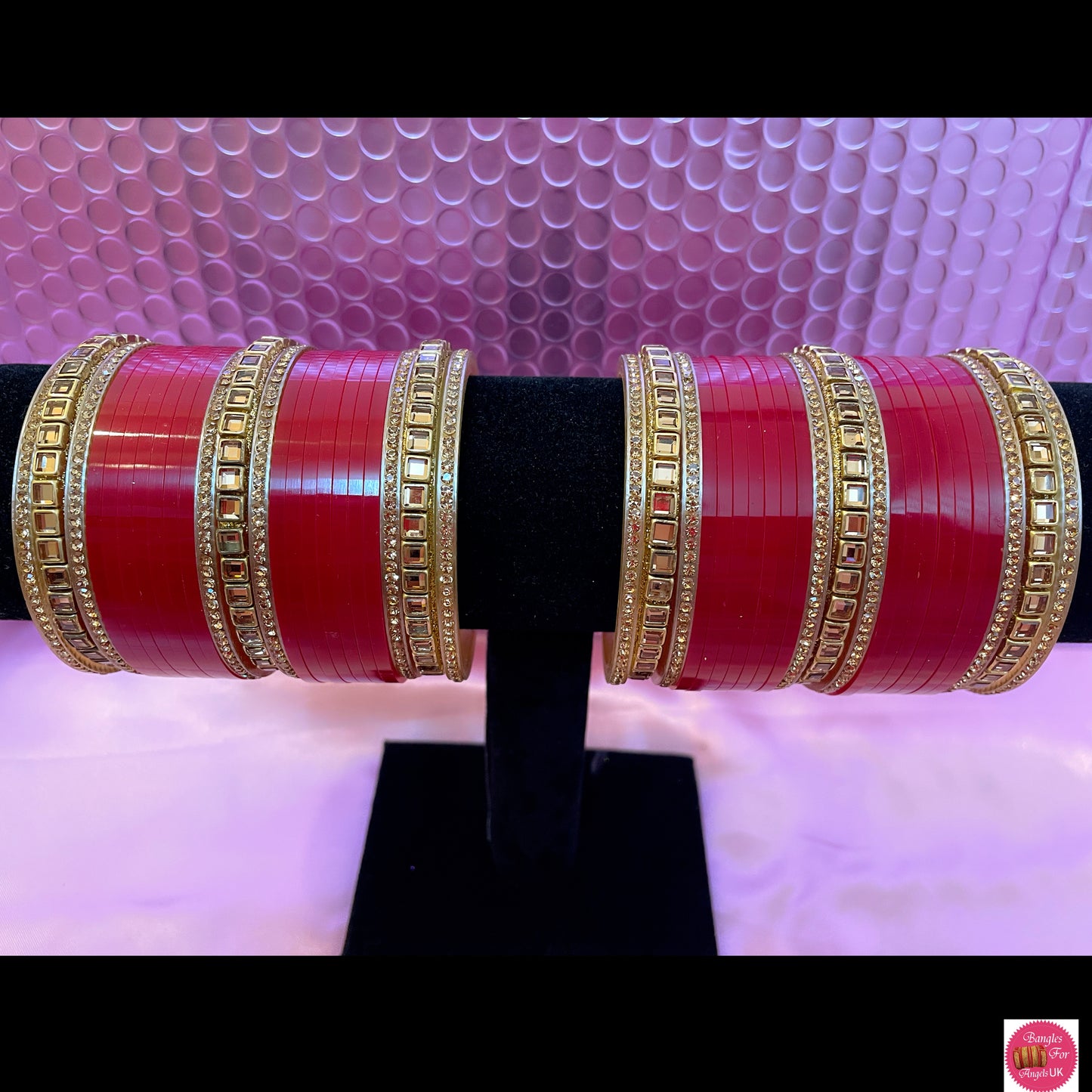 Kundan Bridal Bangle/Chura Set- Red