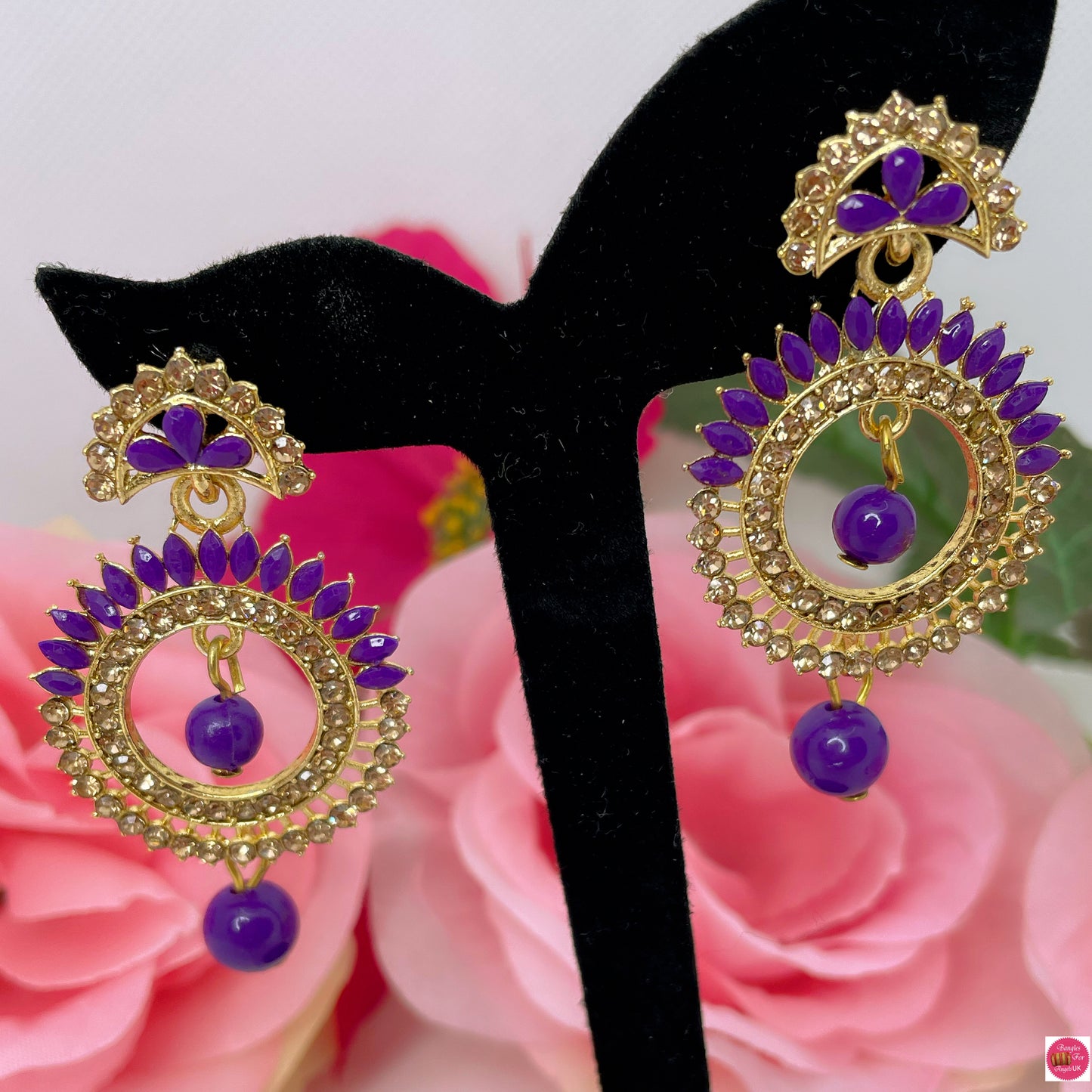 Madhuri Purple & Gold Earings