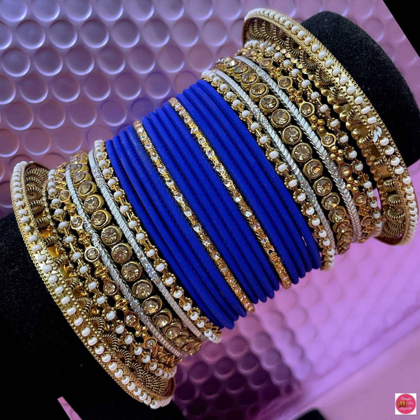 Blue & Gold Metal Bangles Set