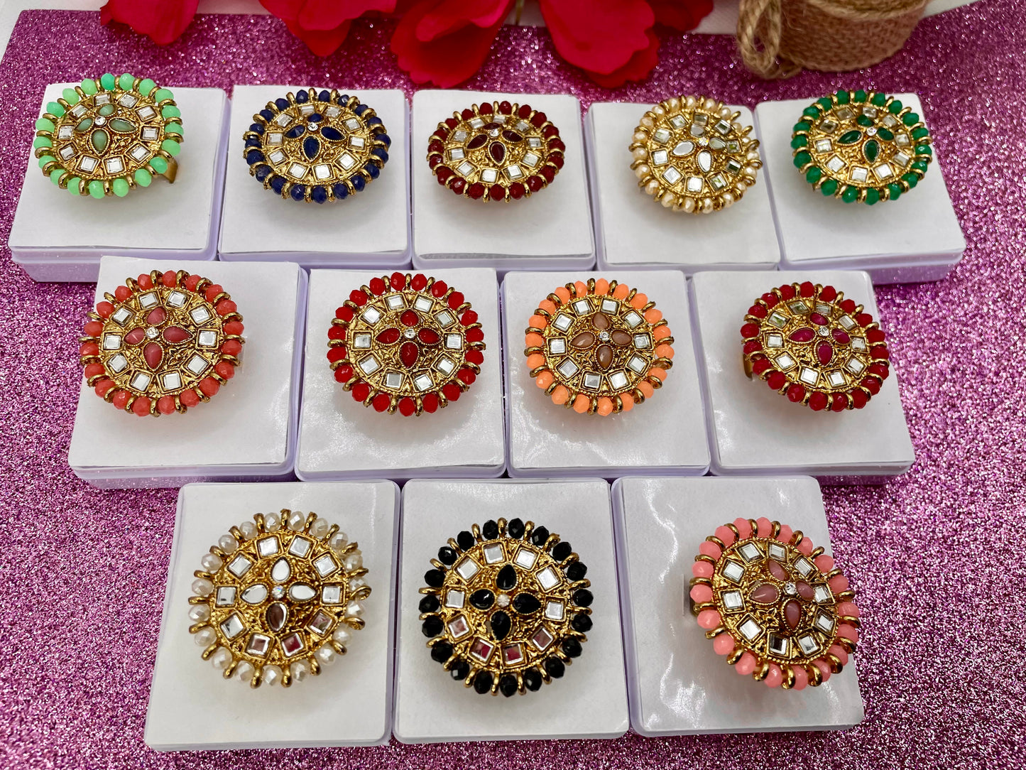 Kundan Adjustable Rings- Combo Of 5 Rings