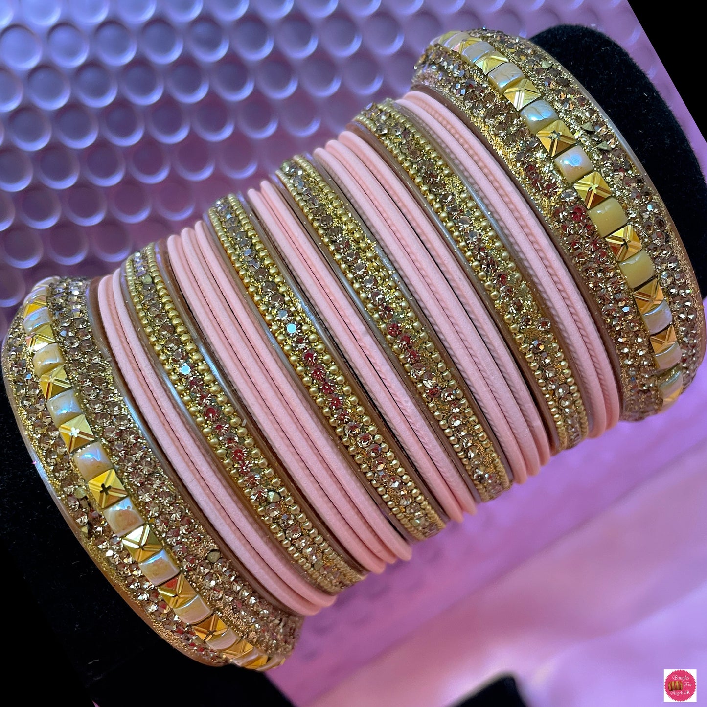 Gold Bangle Set- Light Peachy Pink