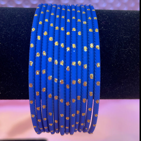 Blue Dotted Metal Bangles