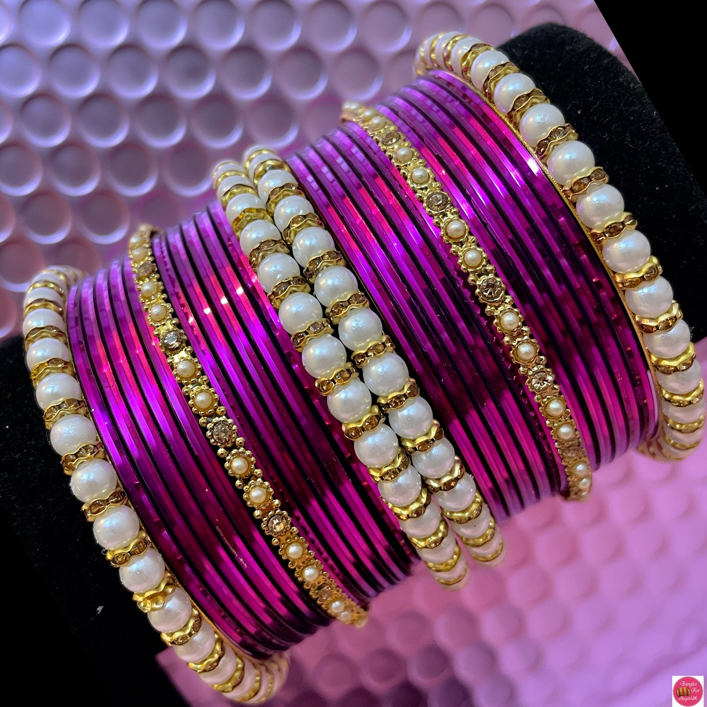 Various Colours Pearl Metal Bangle Sets