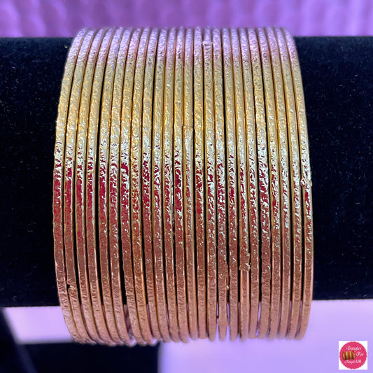 Gold Oxidised Metal Bangles- Size 2.4
