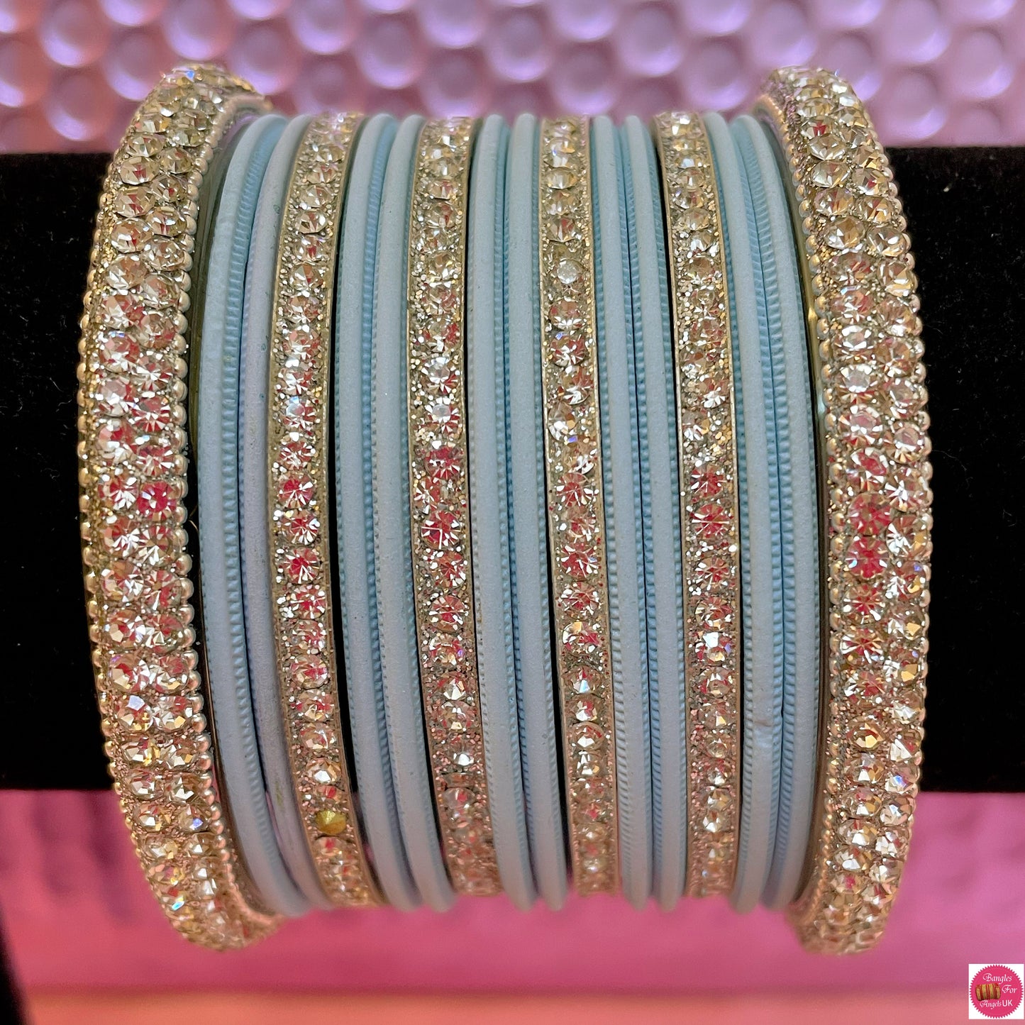 Silver/Baby Blue Bangle Set