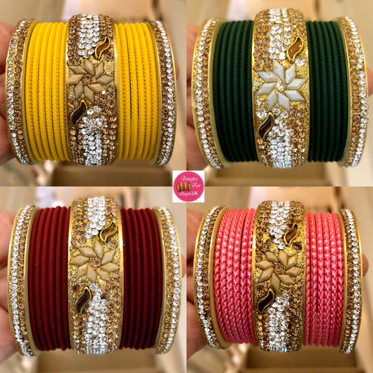 Gold Metal Bangle Sets- Multiple Colours