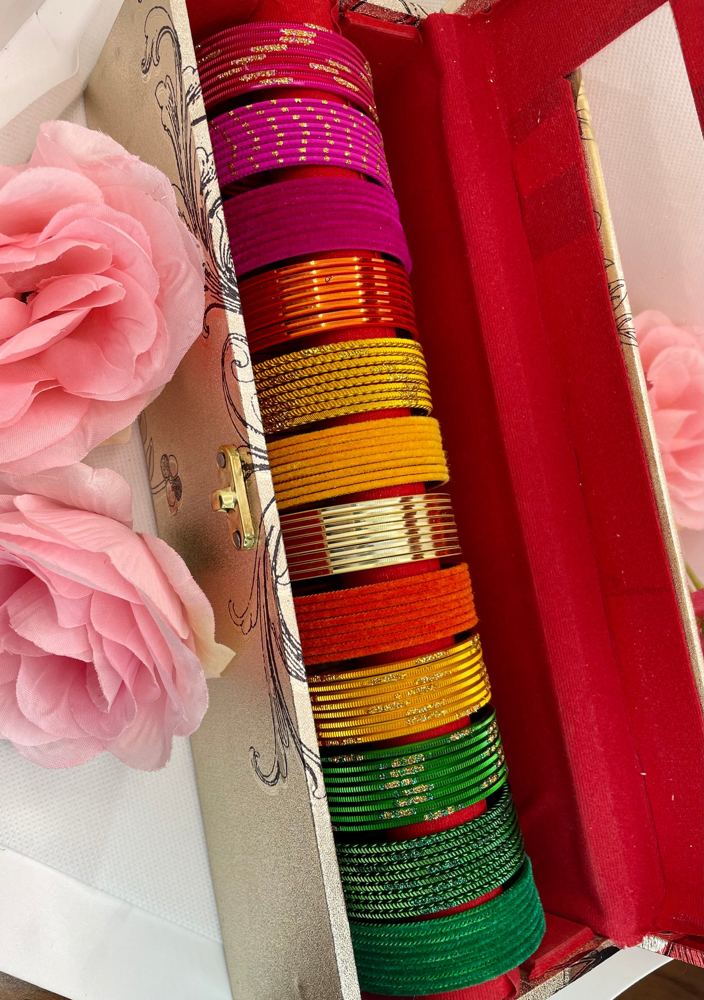 Multicoloured Metal Bangles Stack