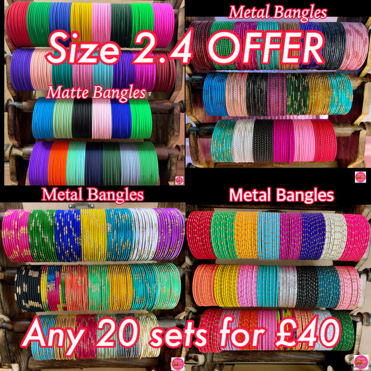 Metal Bangles Combo Of 20 Sets- Size 2.4