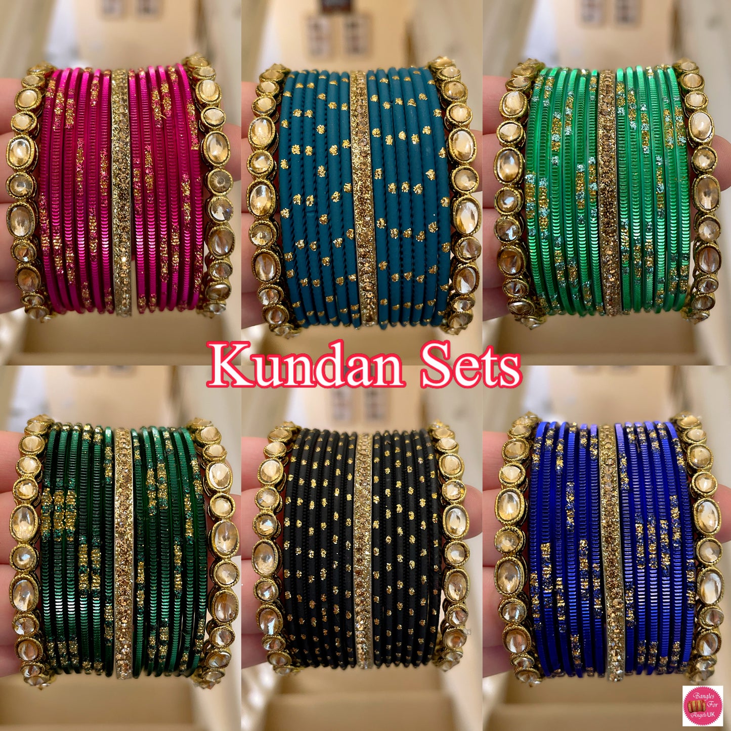 Kundan Metal Bangles Set