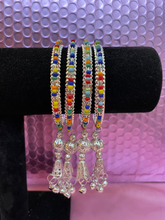 Multicoloured Metal Hanging Bangles Set- Size 2.2
