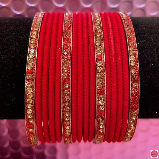 Red Metal Bangles Set