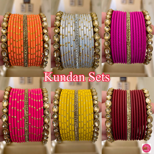 Kundan Metal Bangles Set