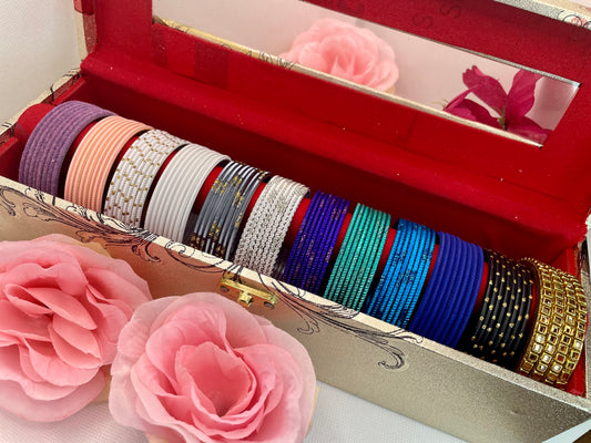 Metal Bangles Stack- Shades Of Midnight