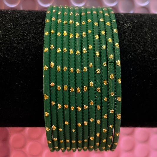 Green Dotted Metal Bangles