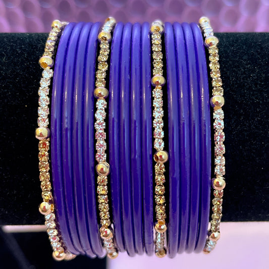 Purple Zirconia Metal Bangle Set