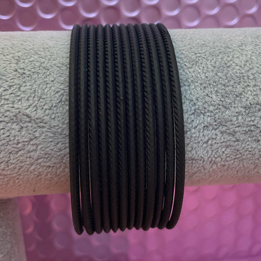 Jet Black Matte Metal Bangles