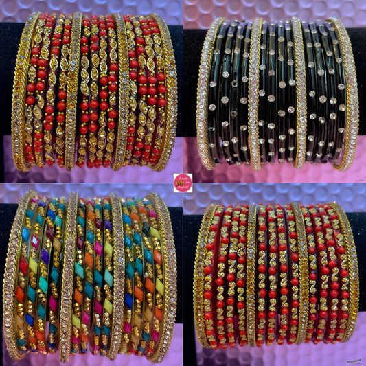 Pure Designer Glass Bangles Sets- Various Colours