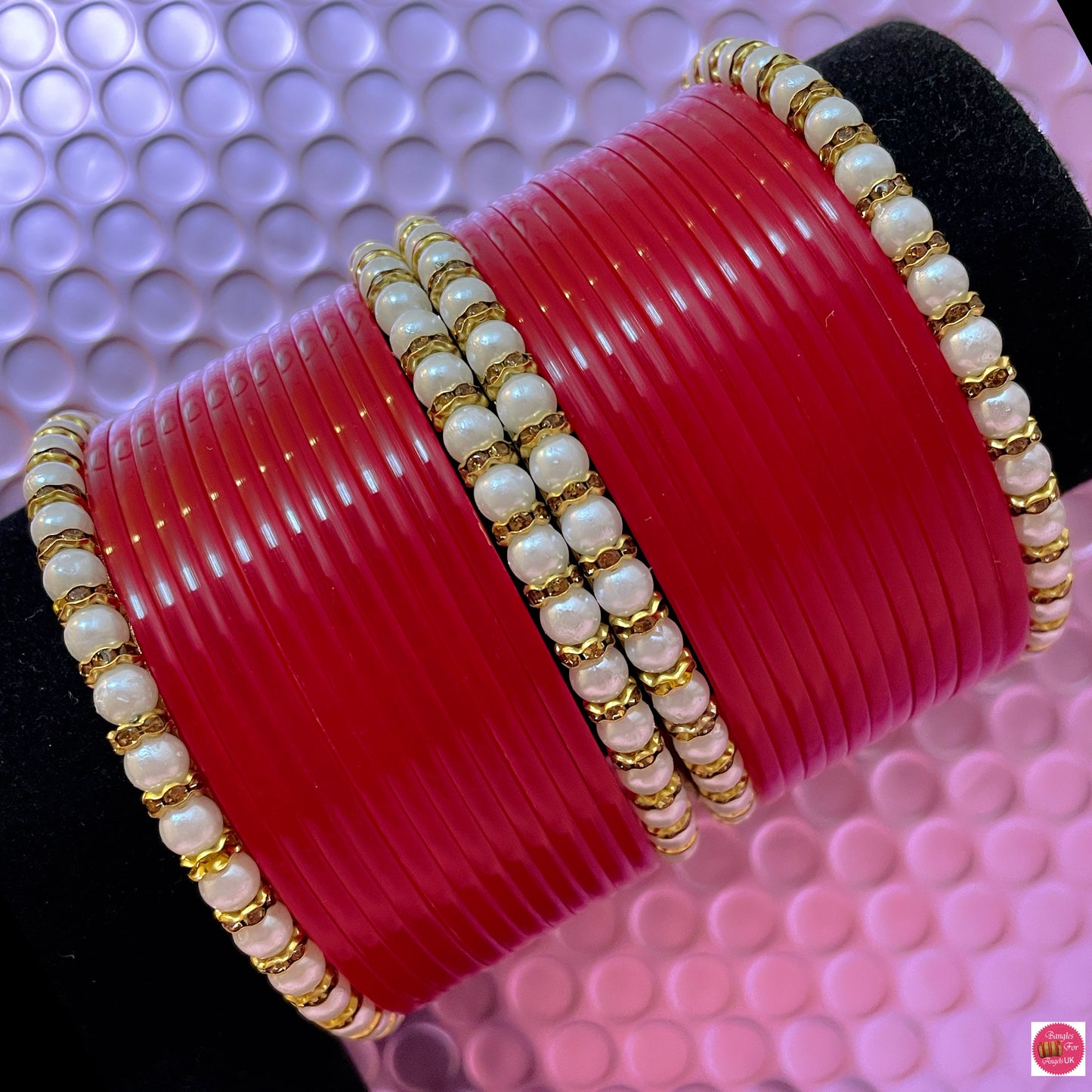 Pearl Red Bangles Set