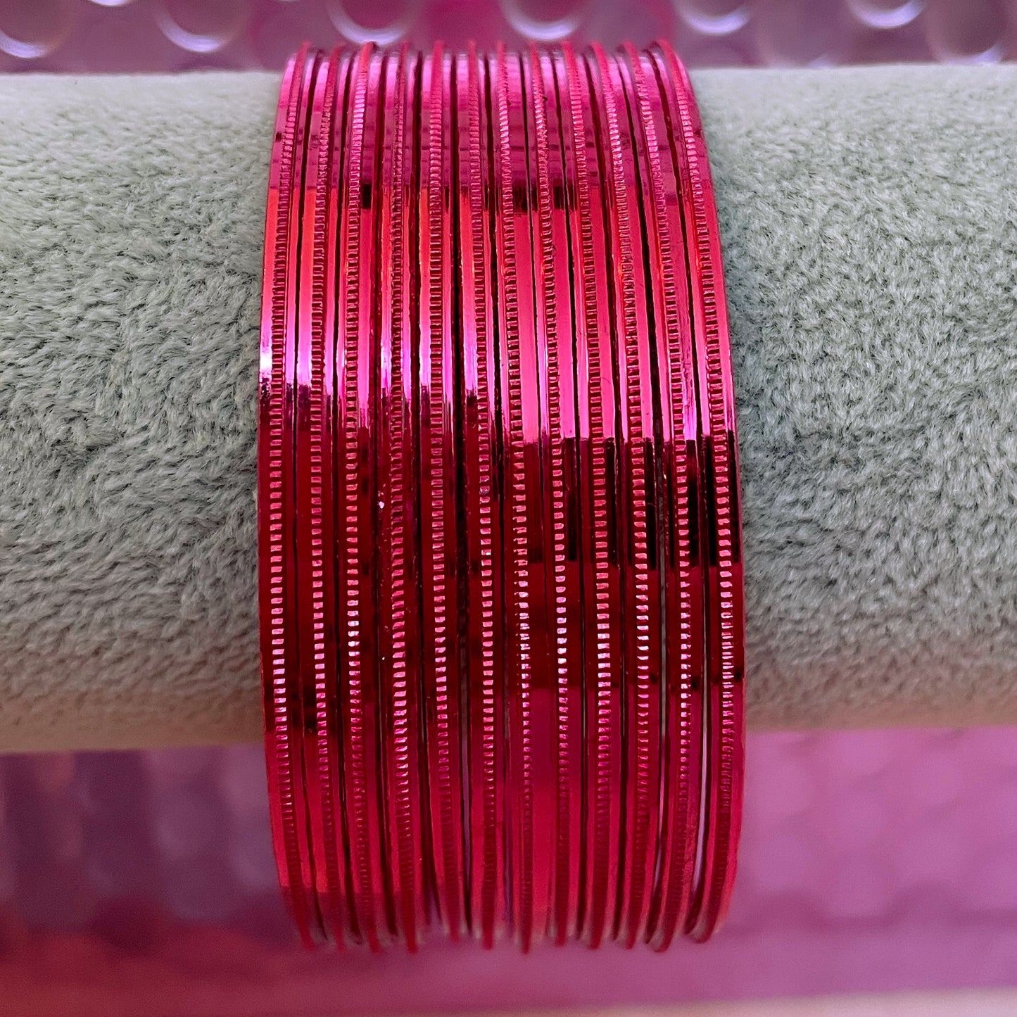 Hot Pink Metal Bangles Size 2.10