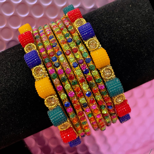 Pure Glass Zirconia Bangles Set- Multicoloured