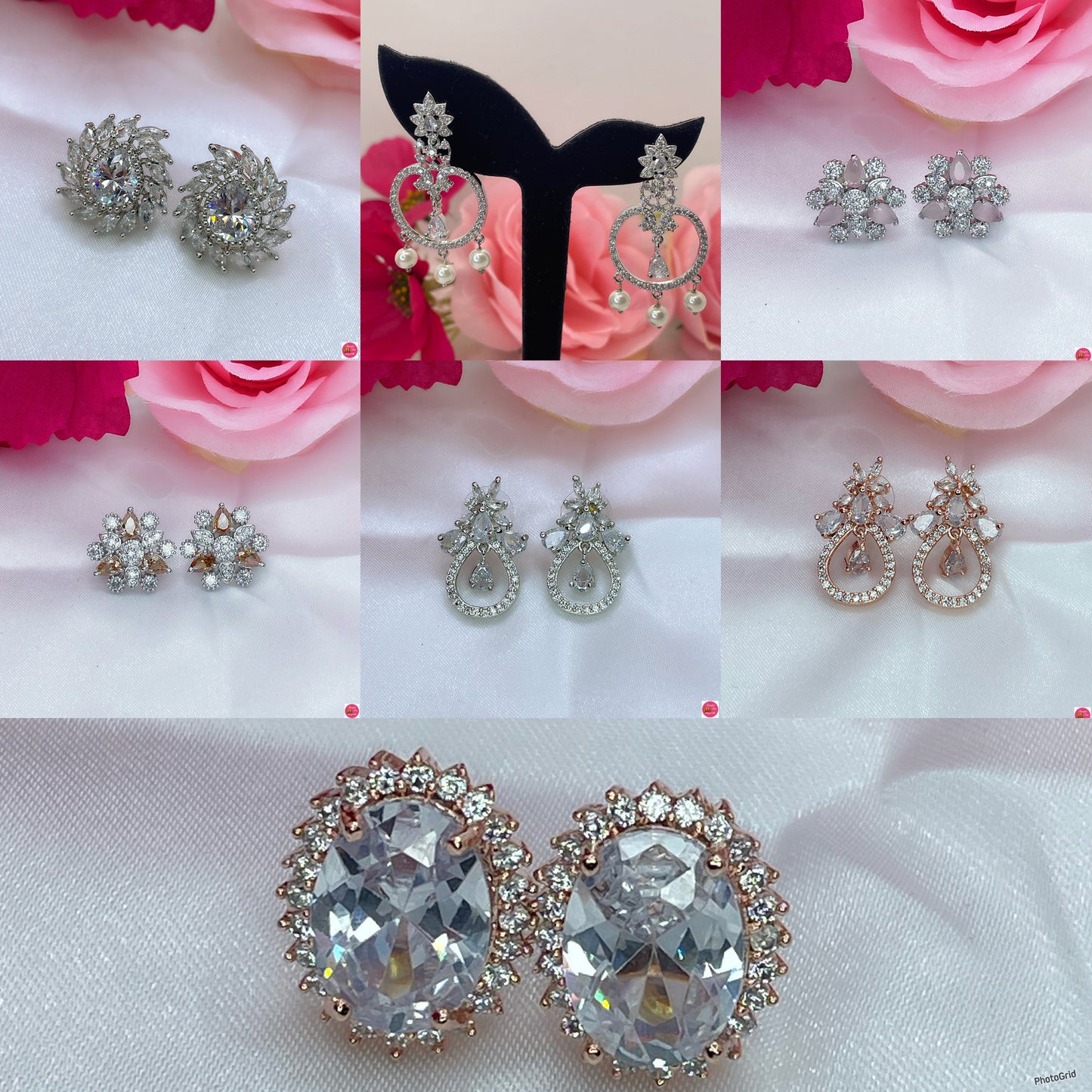 American Diamond Earings- Combo Of 5 Pairs