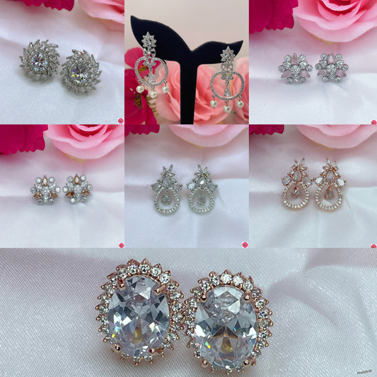 American Diamond Earings- Combo Of 5 Pairs