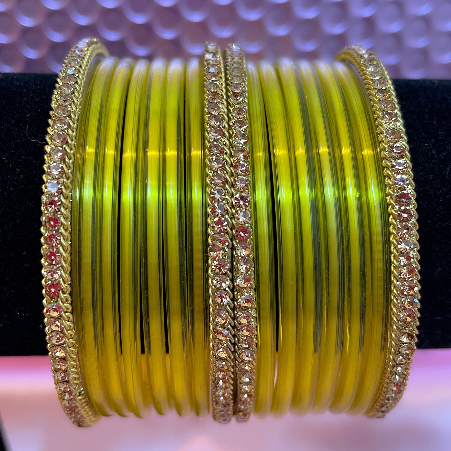 Pure Glass Bangle Set- Yellow