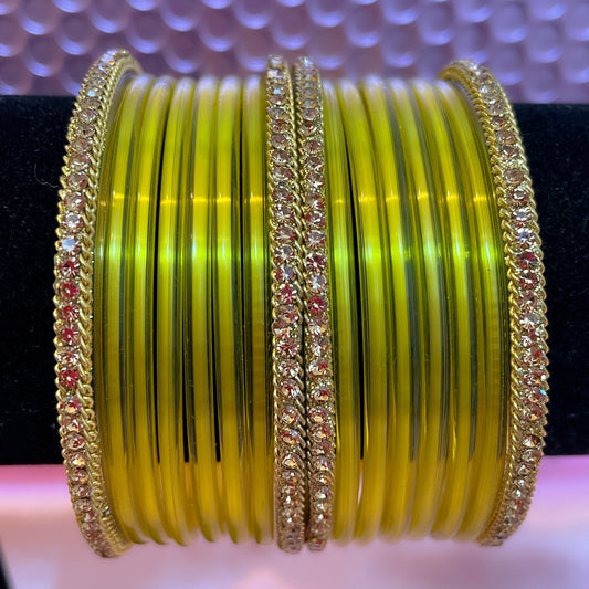 Pure Glass Bangle Set- Yellow