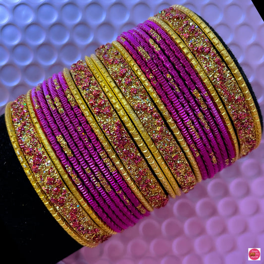 Hot Pink Metal Bangles Set