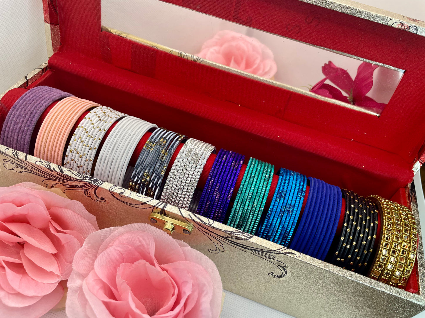 Metal Bangles Stack- Shades Of Midnight