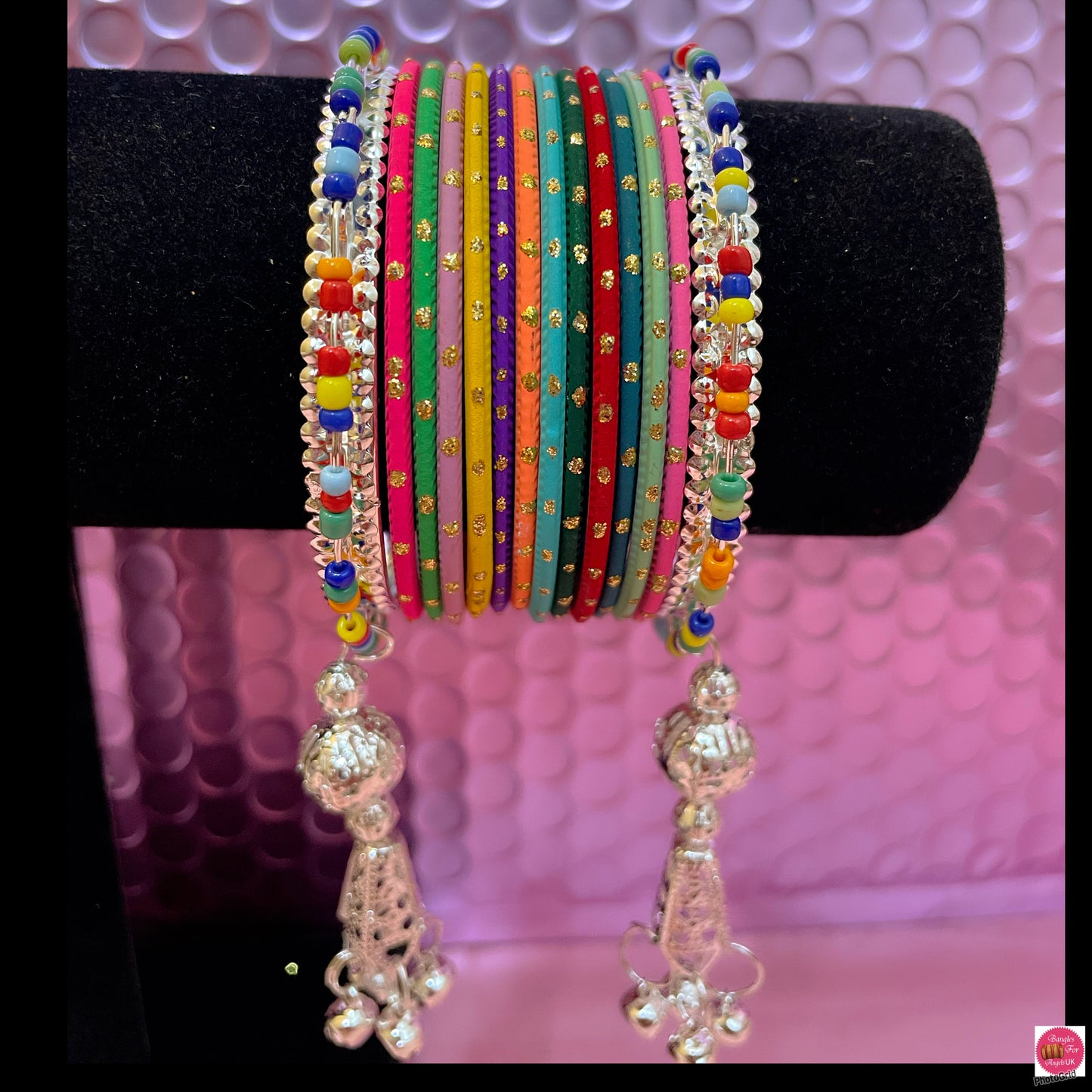 Multicoloured Hanging Metal Bangles Set